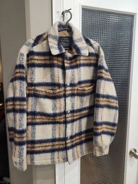 Levi's Plaid Shirt Jacket in Cream, Blue and Brown